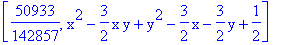 [50933/142857, x^2-3/2*x*y+y^2-3/2*x-3/2*y+1/2]